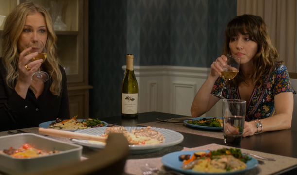 Scene from "Dead to Me" Season 2 - drinking wine